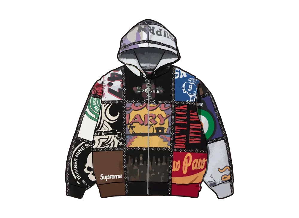 シュプリーム x ナンバーナイン パッチワーク ジップアップ フーデッド スウェットシャツ "マルチ"