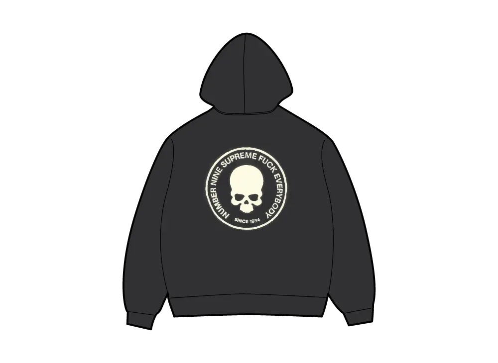 シュプリーム x ナンバーナイン フーデッド スウェットシャツ "ブラック"