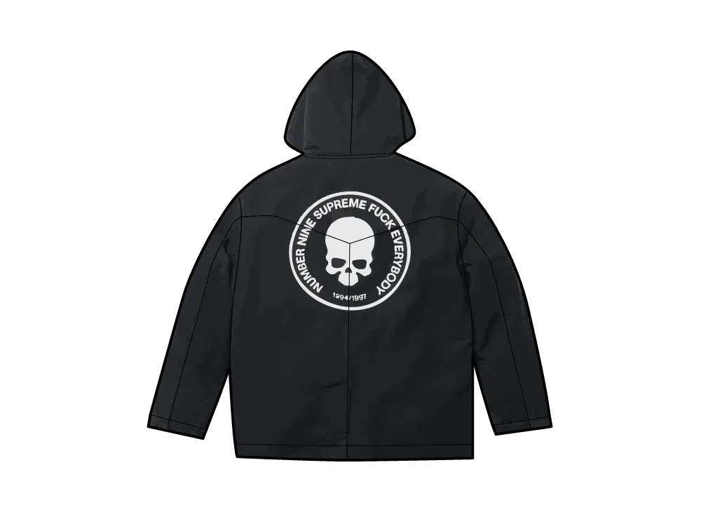 シュプリーム x ナンバーナイン フェイク シアリング フーデッド コート "ブラック"