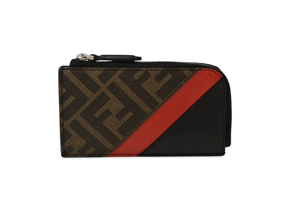FENDI Slim Clutch Coin Case "Black/Red"