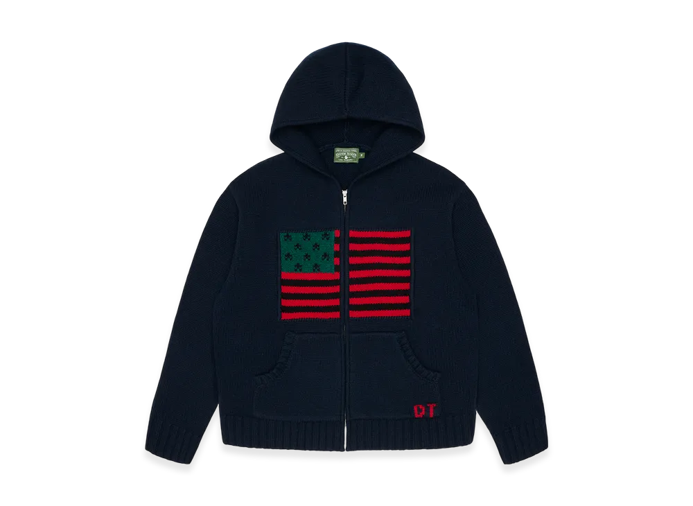 DENIM TEARS Flag Zip Sweater "Navy"