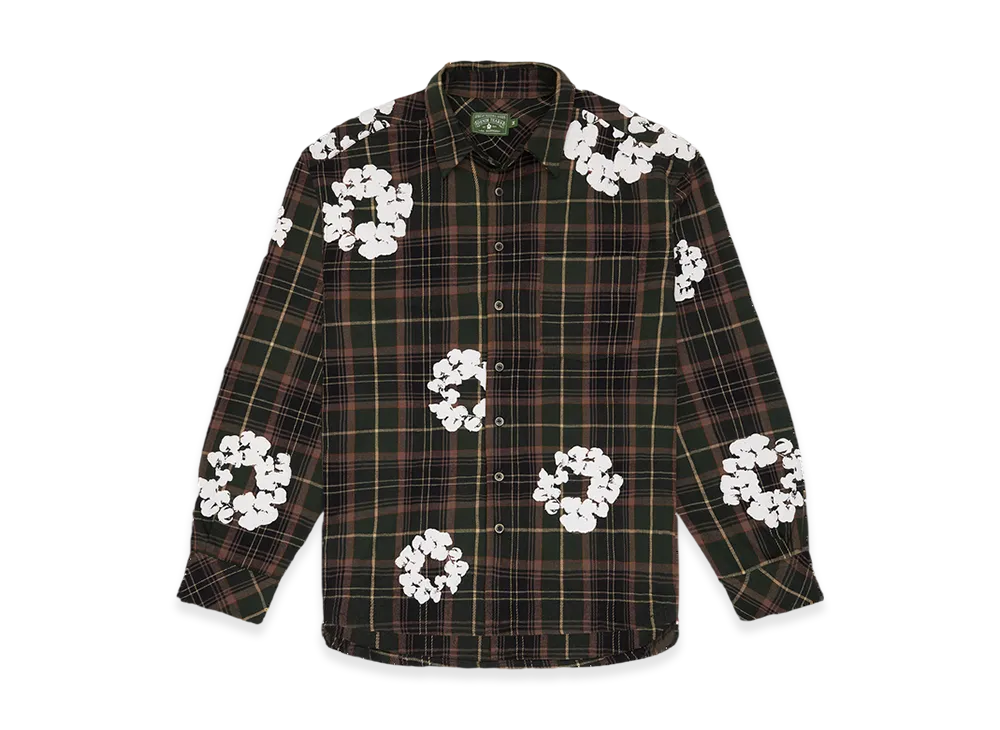 DENIM TEARS Cotton Wreath Flannel Shirt "Green Plaid"