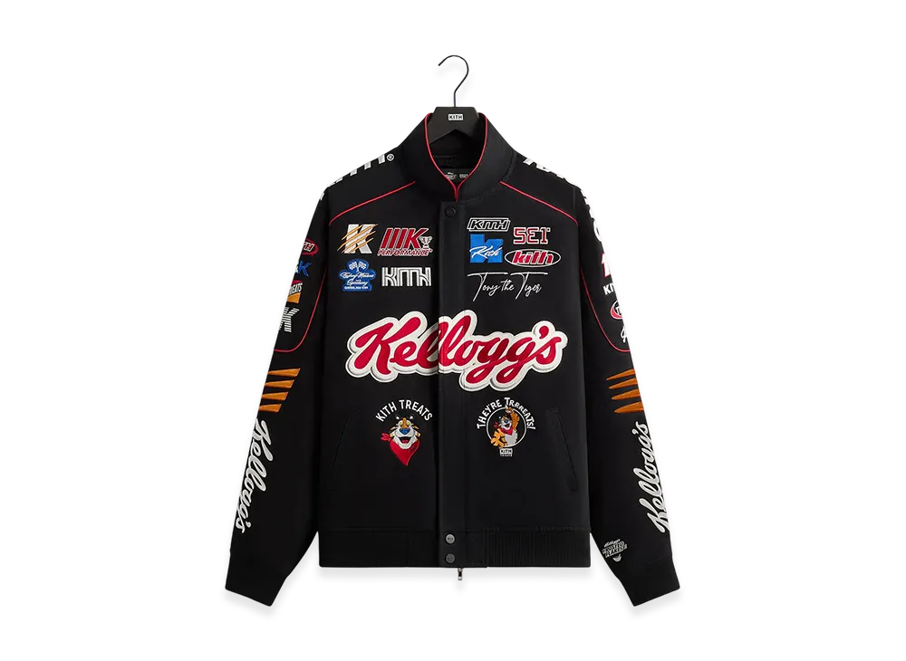 Kith Treats x Kellogg's Frosted Flakes Cereal & Tony the Tiger Racing Jacket "Black"