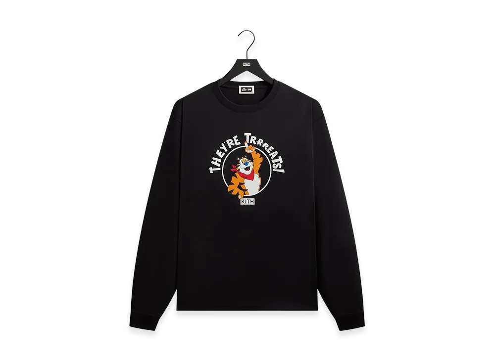 Kith Treats x Kellogg's Frosted Flakes Cereal & Tony the Tiger They're Treats Long Sleeve Tee "Black"