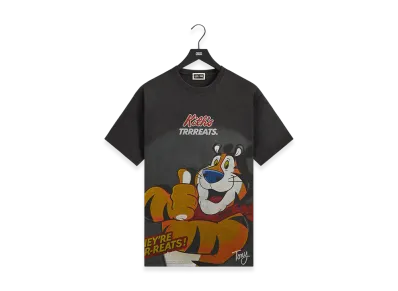Kith Treats x Kellogg's Frosted Flakes Cereal & Tony the Tiger Cereal Box Vintage Tee "Black"