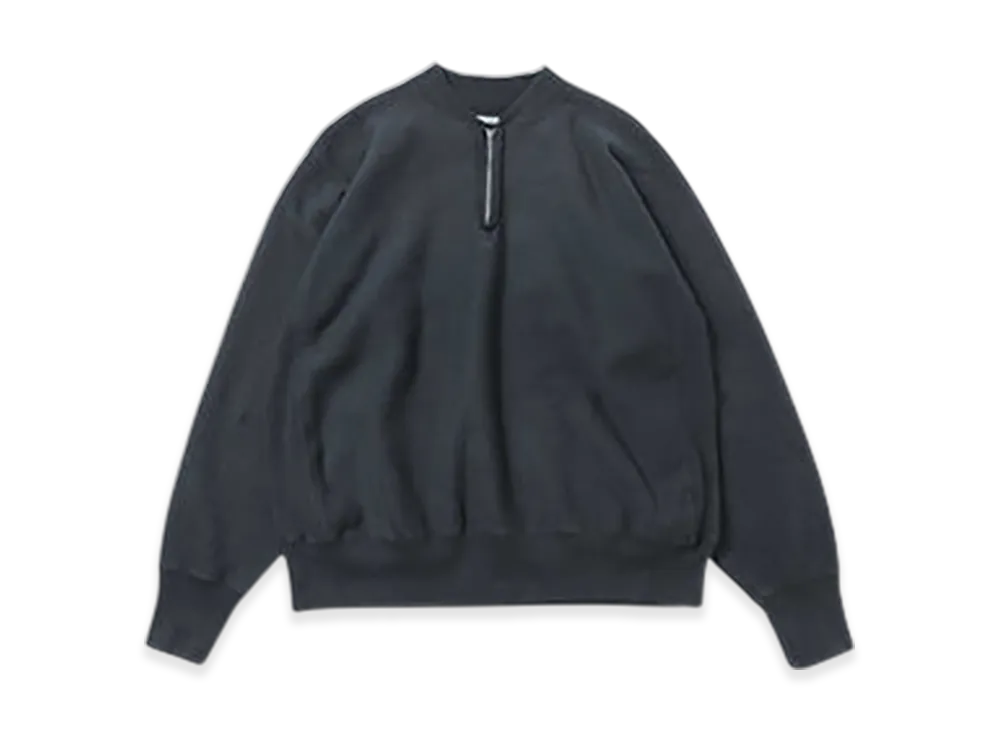 A.PRESSE Vintage Half Zip Rib Collar Sweatshirt "Black"