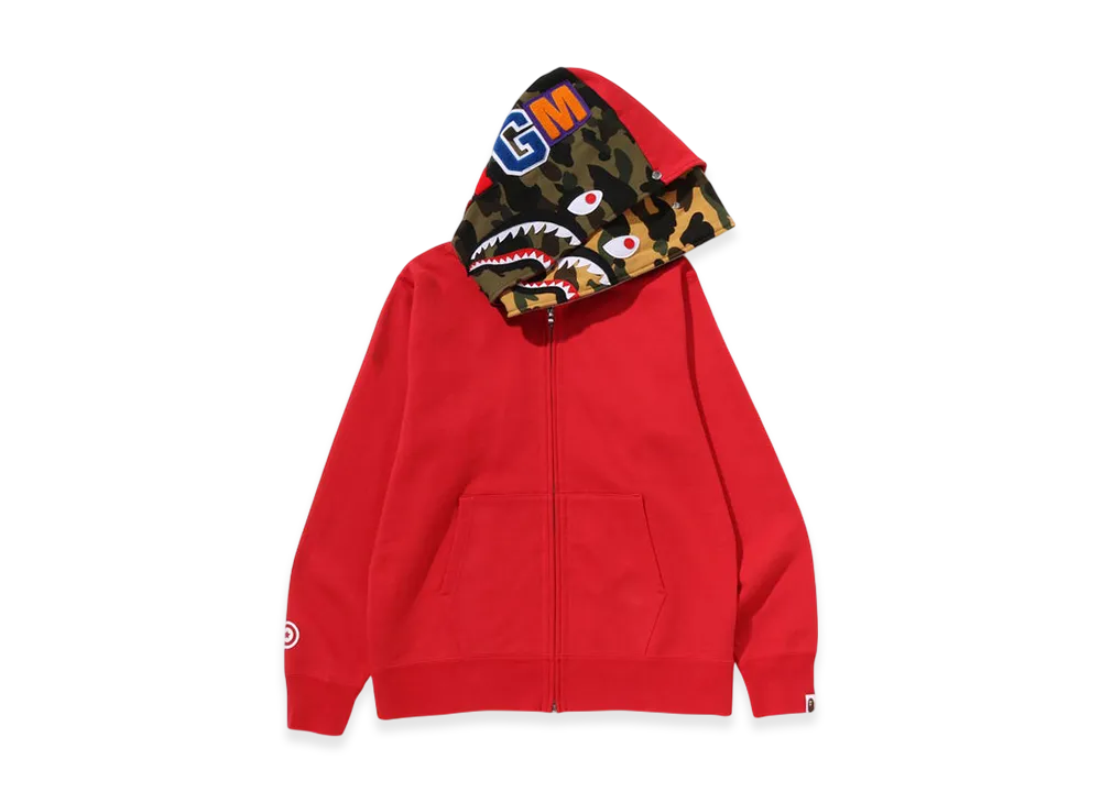 A BATHING APE Shark Full Zip Double Hoodie "Red"