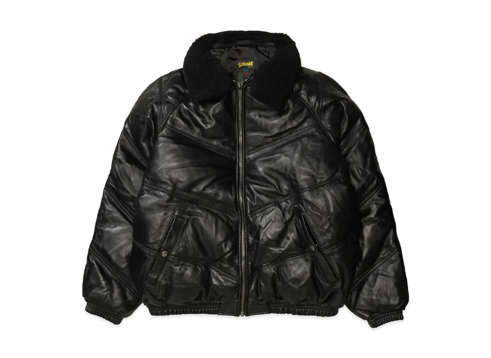 シュプリーム x ショット シェブロン レザー ダウン パファー ジャケット "ブラック"