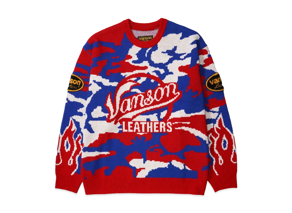 Supreme / Vanson Leathers Sweater "Red Camo"