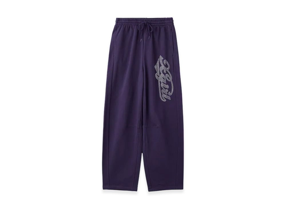 X-Girl Rhinestone Cursive Logo Sweat Pants "Purple"