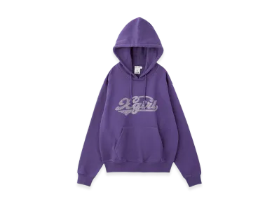 X-Girl Rhinestone Cursive Logo Sweat Hoodie "Purple"