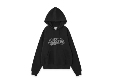 X-Girl Rhinestone Cursive Logo Sweat Hoodie "Black"