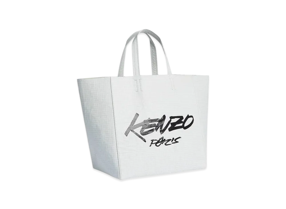 KENZO x Futura 2000 Small Tote Bag Kenzo Paper in Leather "White"