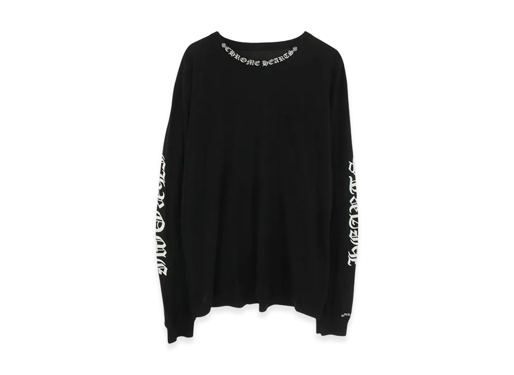 クロムハーツ ネックロゴ ポケット ロングスリーブ Tシャツ "ブラック"
