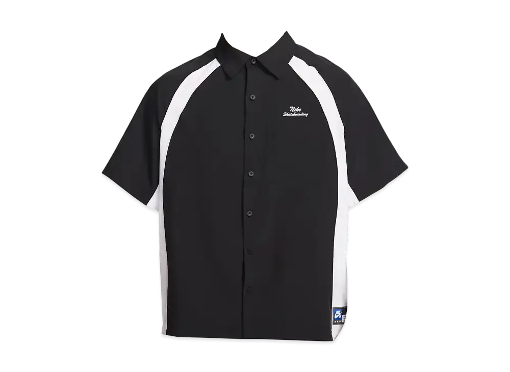 Nike Dri-Fit Woven Short-Sleeve Bowler Shirt "Black/White/White"