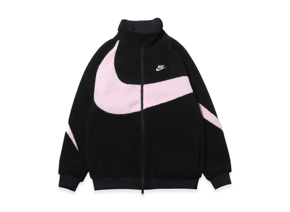 Nike Big Swoosh Reversible Boa Jacket "Black/Prism Pink"