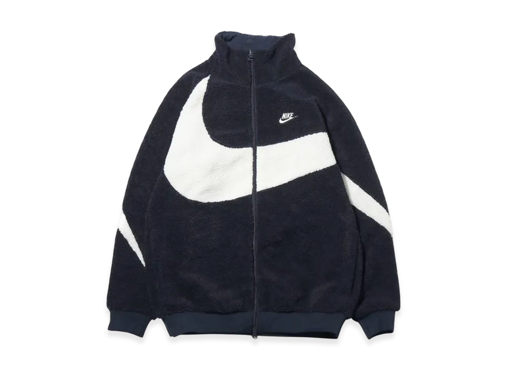 Nike Big Swoosh Reversible Boa Jacket "Dark Obsidian/Sail"