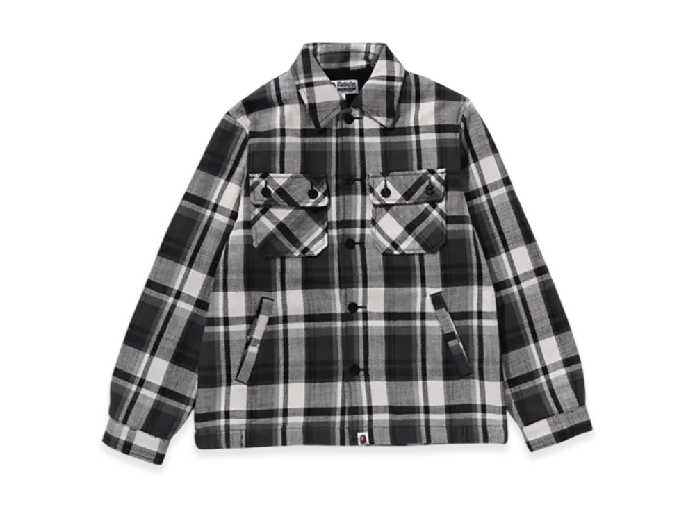 A BATHING APE Bape Check Cpo Jacket M "Black"