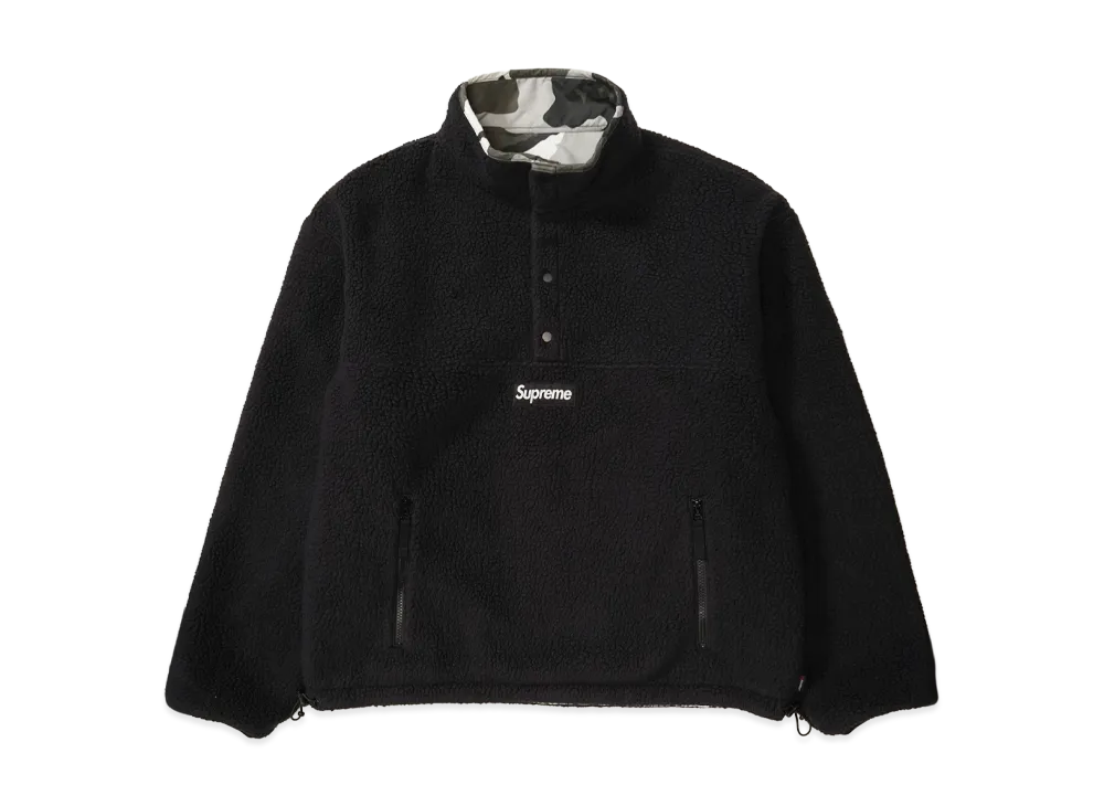シュプリーム ポーラテック シアリング リバーシブル プルオーバー "ブラック"