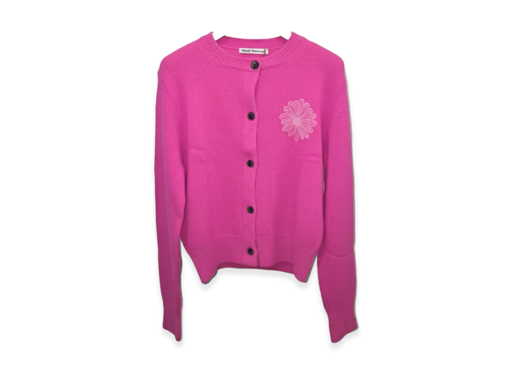 Mardi Mercredi Raccoon Blended Cardigan Round Neck "Fuchsia Pink"