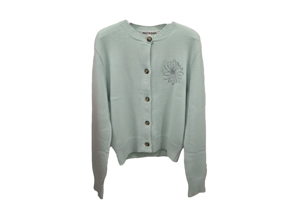 Mardi Mercredi Raccoon Blended Cardigan Round Neck "Mint/Mint"