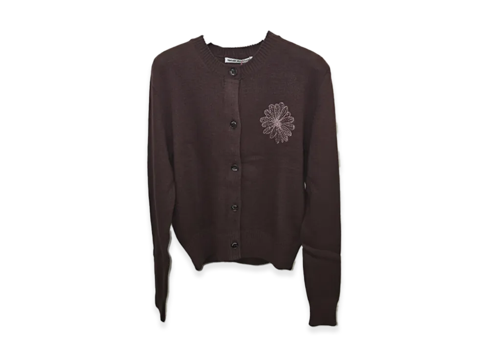 Mardi Mercredi Raccoon Blended Cardigan Round Neck "Brown/Beige"