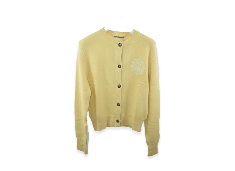 Mardi Mercredi Raccoon Blended Cardigan Round Neck "Lemon Yellow"