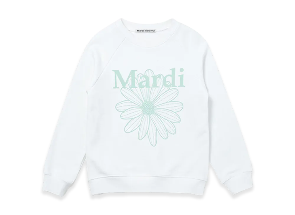 Mardi Mercredi Kids Sweatshirt Flowermardi "White Mint"