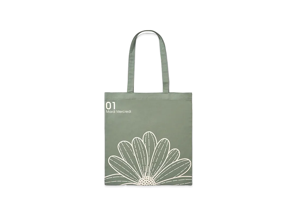 Mardi Mercredi Canvas Bag Flower "Green/White"