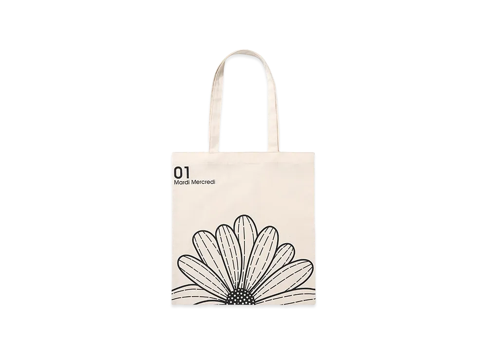 Mardi Mercredi Canvas Bag Flower "Cream Black"