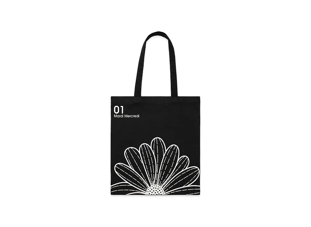 Mardi Mercredi Canvas Bag Flower "Black/White"