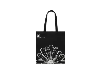 Mardi Mercredi Canvas Bag Flower "Black/White"