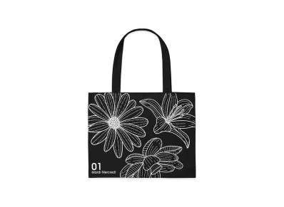 Mardi Mercredi Canvas Bag Triple Flower "Black/White"