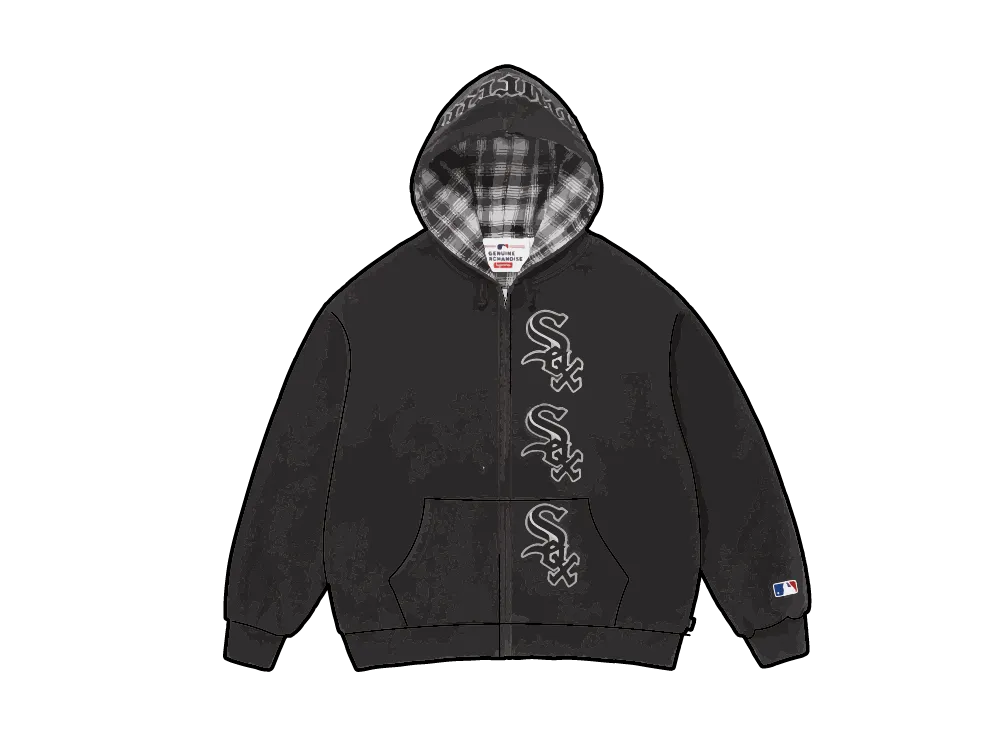 Supreme x Chicago White Sox Zip Up Hooded Sweatshirt "Black"