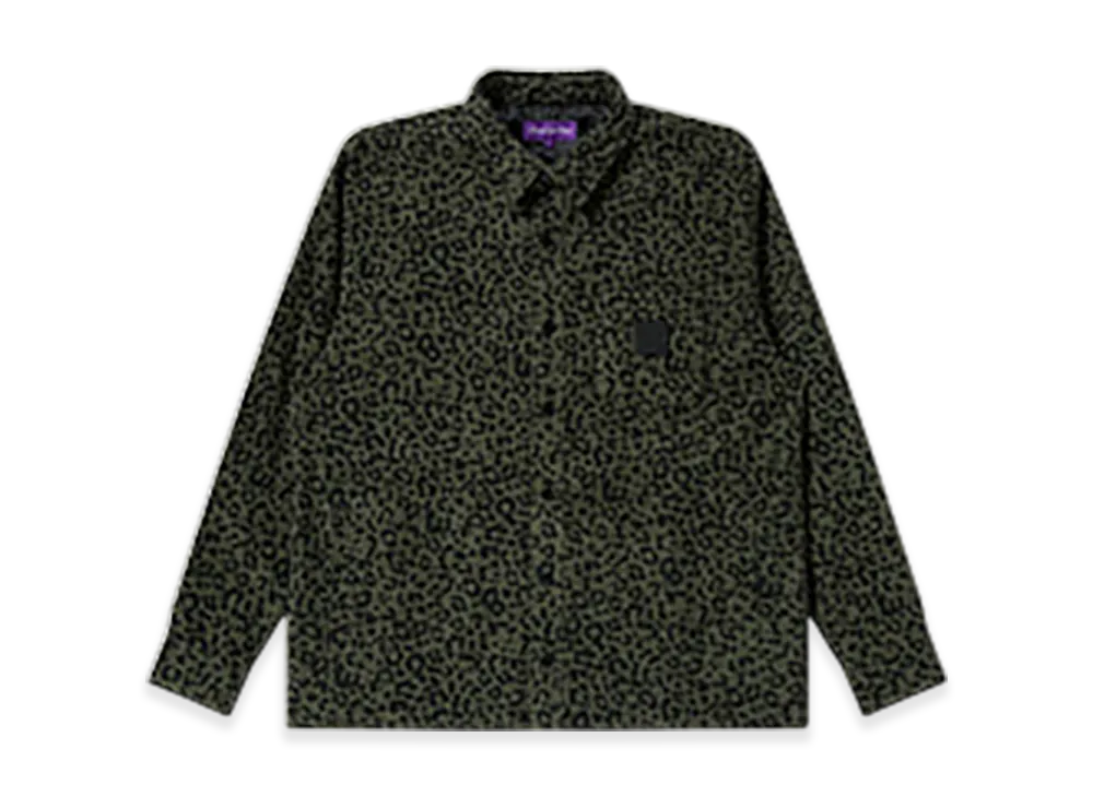BlackEyePatch Leopard Patterned Quilted Shirt Jacket "Sage"