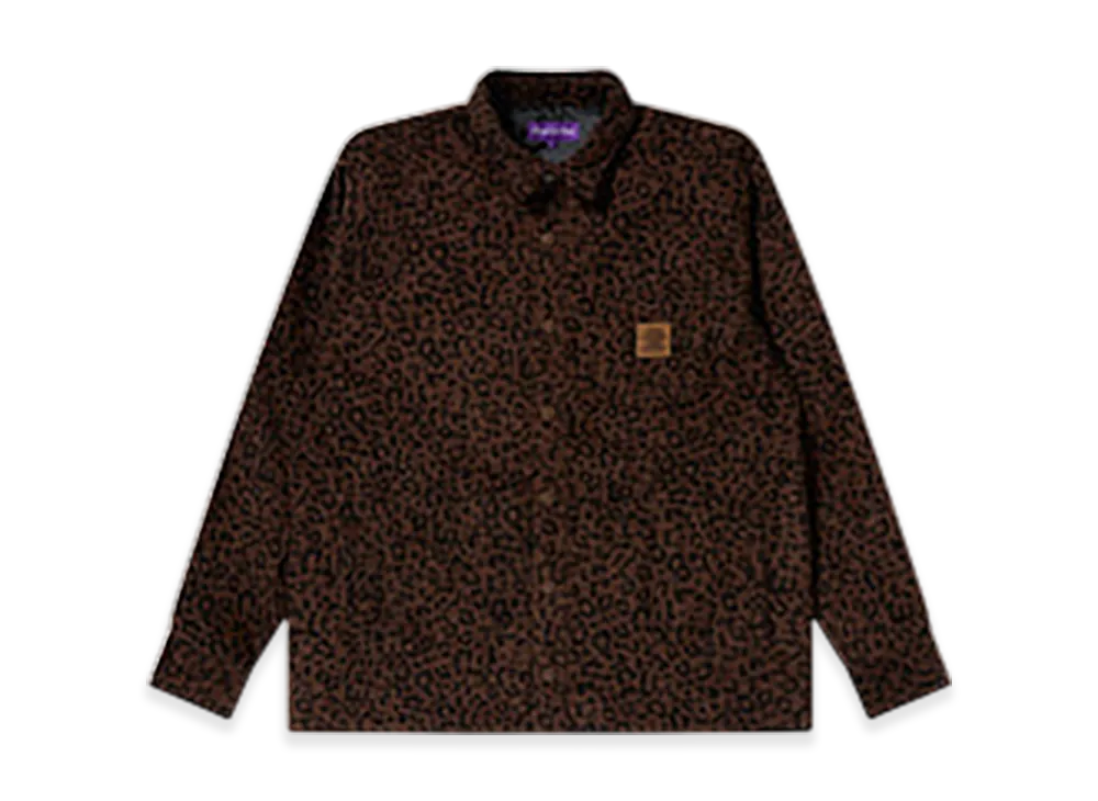 BlackEyePatch Leopard Patterned Quilted Shirt Jacket "Brown"