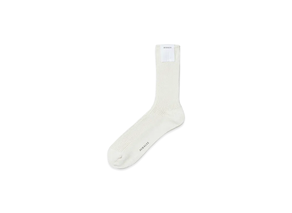 AURALEE Cotton Cashmere Low Gauge Socks  (Men's) "Ivory"