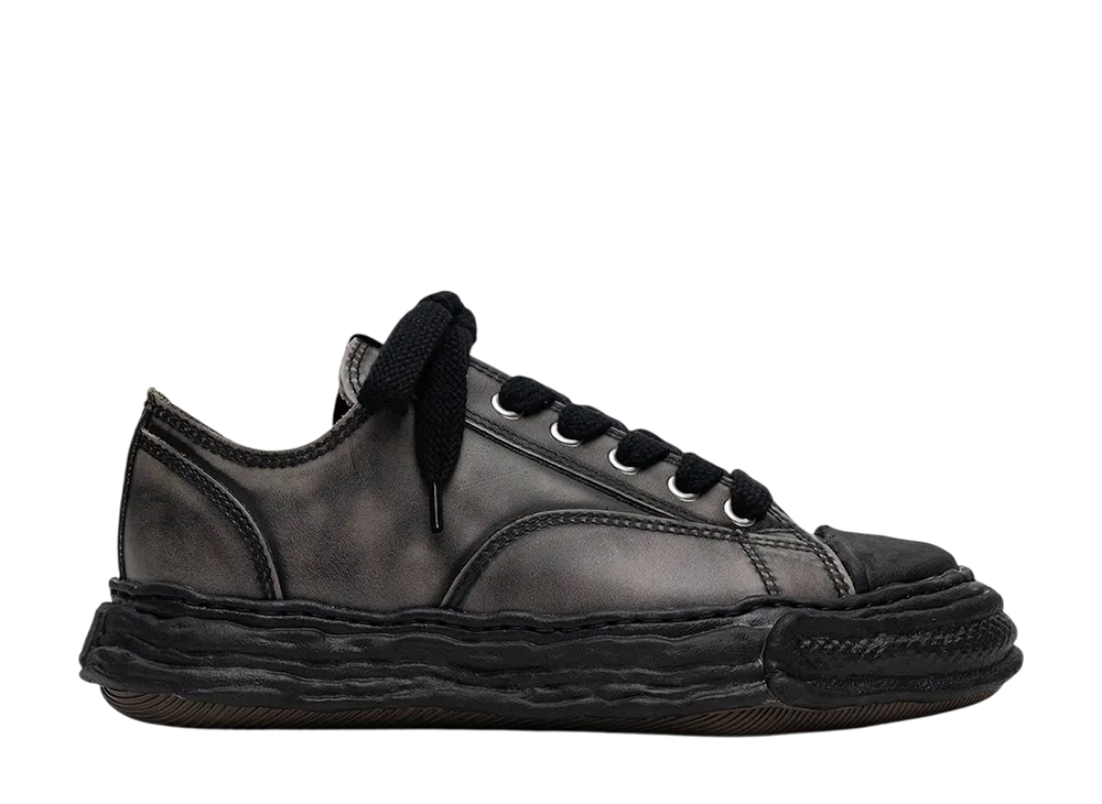 メゾンミハラヤスヒロ ピーターソン23 オリジナルソール ヴィンテージ エフェクト レザー ローカットスニーカー "ブラック/ブラック" (A16FW725)