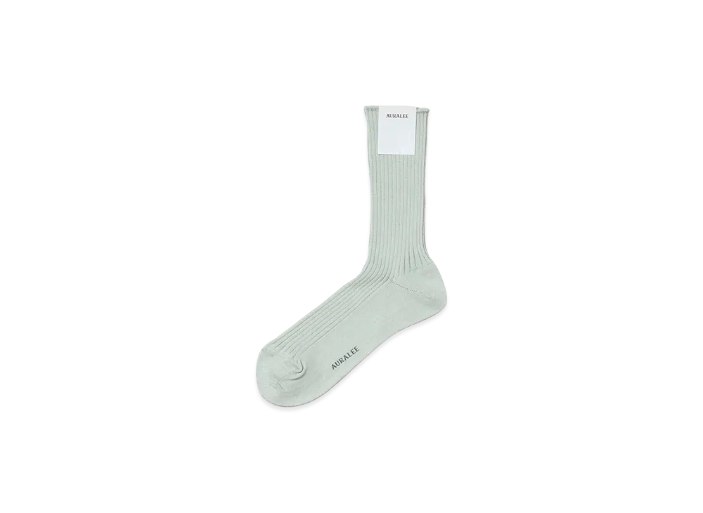 AURALEE Giza High Gauge Socks (Men's) "Pale Green"