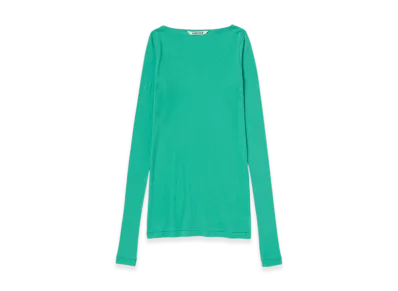AURALEE Super High Gauge Sheer Rib Boat Neck L/S Tee "Jade Green"