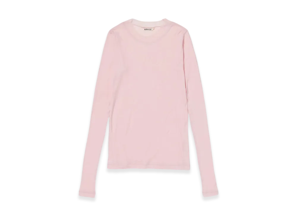 AURALEE Super High Gauge Sheer Rib L/S Tee "Light Pink"
