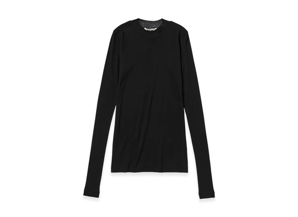 AURALEE Super High Gauge Sheer Rib L/S Tee "Black"