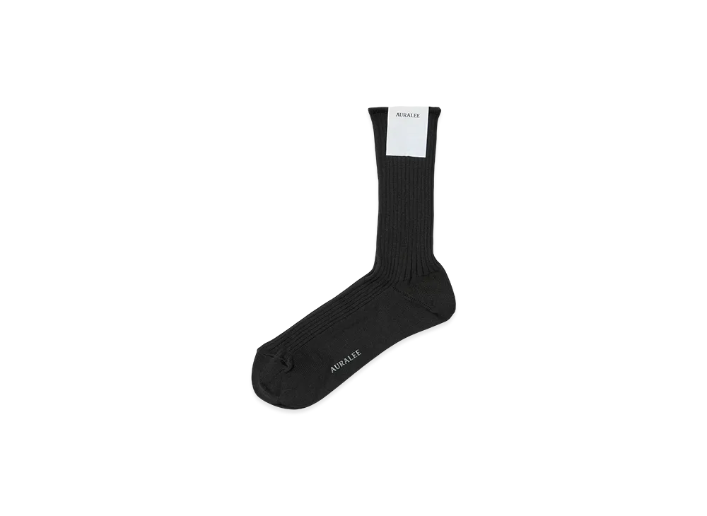 AURALEE Women's Giza High Gauge Socks "Black"