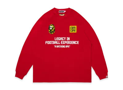 A BATHING APE x Cristiano Ronaldo CR7 Multi Logo Poly Relaxed Fit Ls Football Jersey "Red"