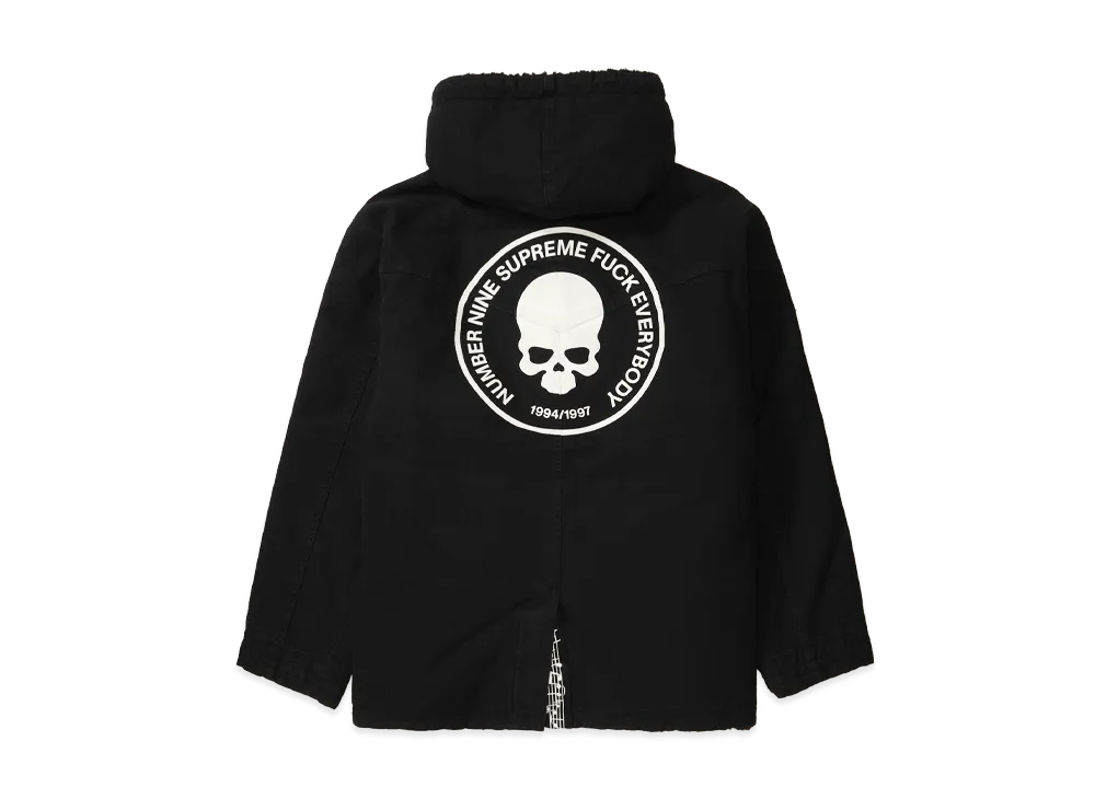 シュプリーム x ナンバーナイン フェイク シアリング フーデッド コート "ブラック"