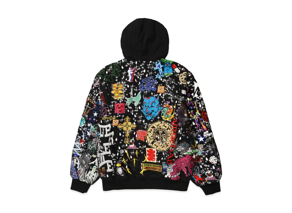 シュプリーム アオイ(蒼産業) エンブロイダリー フーデッド ワーク ジャケット "ブラック"