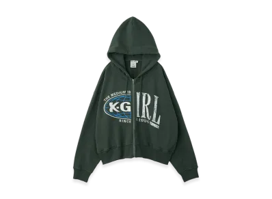 X-Girl Paneled Graphic Zip Up Sweat Hoodie "Charcoal"