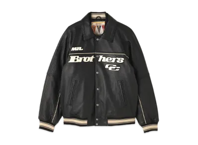 AVIREX x MR.BROTHERS CUT CLUB Varsity Leather Jacket "Black"