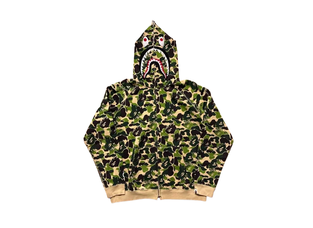 A BATHING APE Bape Fire Camo Full Zip Hoodie "Green"