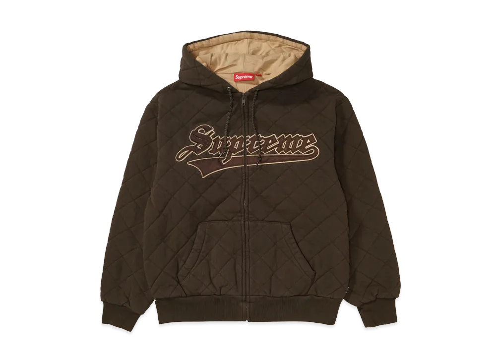 Supreme Quilted Zip Up Hooded Sweatshirt "Brown"